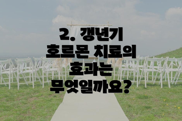 2. 갱년기 호르몬 치료의 효과는 무엇일까요?