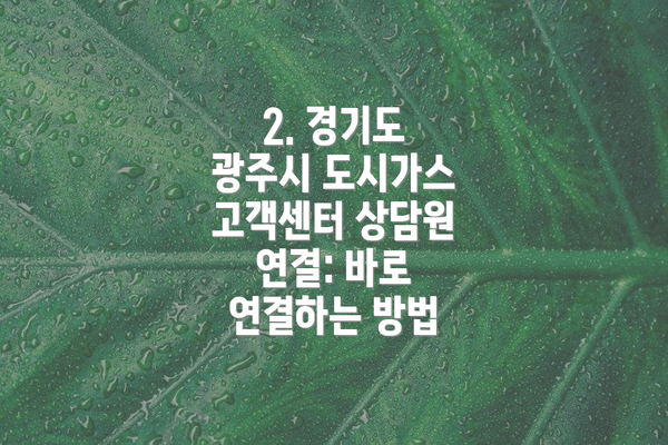 2. 경기도 광주시 도시가스 고객센터 상담원 연결: 바로 연결하는 방법