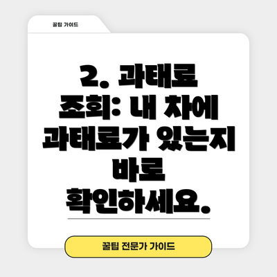 2. 과태료 조회: 내 차에 과태료가 있는지 바로 확인하세요.