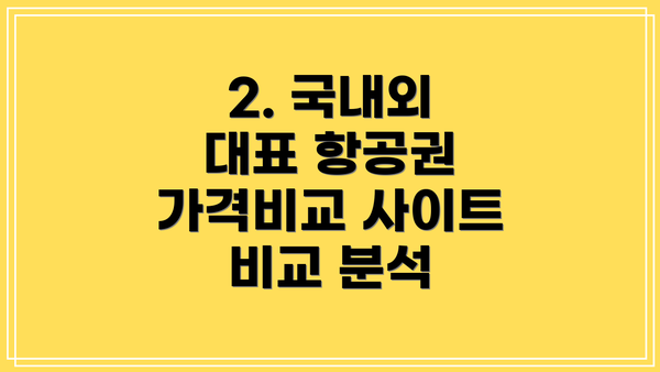 2. 국내외 대표 항공권 가격비교 사이트 비교 분석