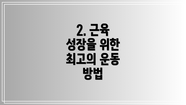 2. 근육 성장을 위한 최고의 운동 방법