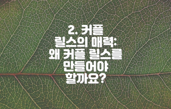 2. 커플 릴스의 매력: 왜 커플 릴스를 만들어야 할까요?