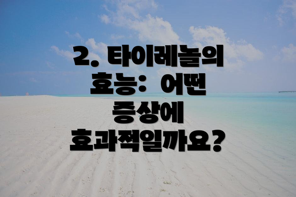 2. 타이레놀의 효능: 어떤 증상에 효과적일까요?