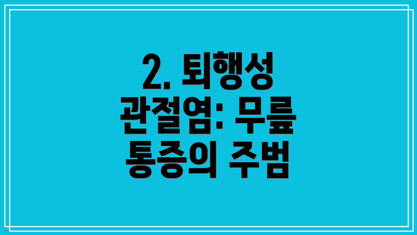 2. 퇴행성 관절염: 무릎 통증의 주범