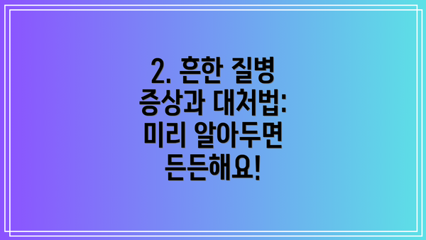 2. 흔한 질병 증상과 대처법: 미리 알아두면 든든해요!
