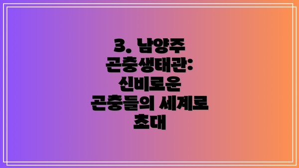 3. 남양주 곤충생태관: 신비로운 곤충들의 세계로 초대