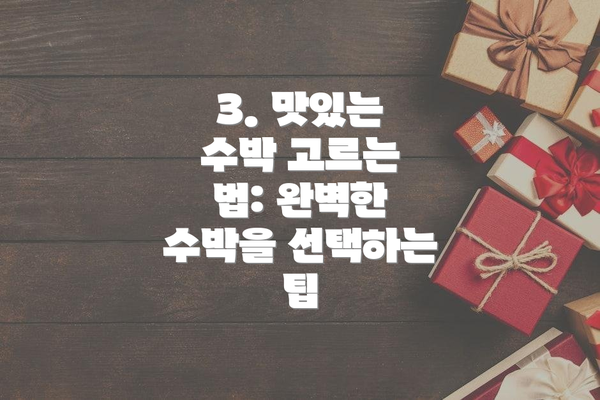 3. 맛있는 수박 고르는 법: 완벽한 수박을 선택하는 팁