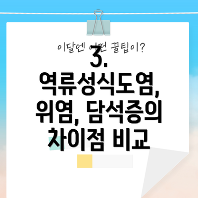 3.  역류성식도염, 위염, 담석증의 차이점 비교