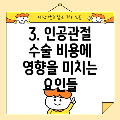 3. 인공관절 수술 비용에 영향을 미치는 요인들
