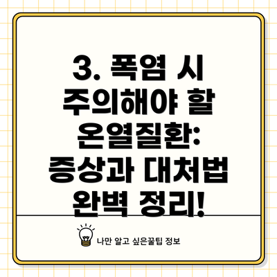 3. 폭염 시 주의해야 할 온열질환: 증상과 대처법 완벽 정리!