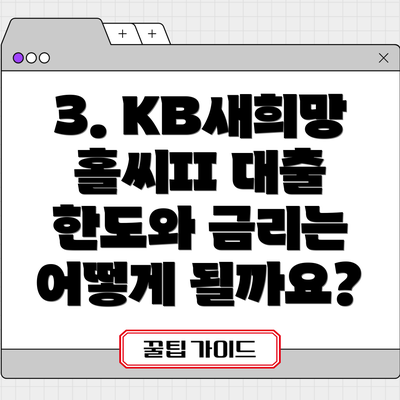 3. KB새희망홀씨II 대출 한도와 금리는 어떻게 될까요?
