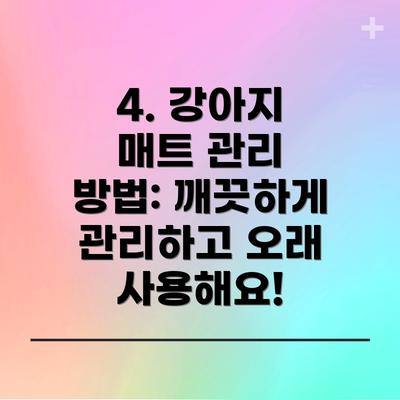 4. 강아지 매트 관리 방법: 깨끗하게 관리하고 오래 사용해요!