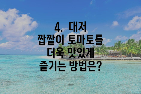 4. 대저 짭짤이 토마토를 더욱 맛있게 즐기는 방법은?