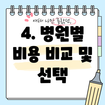 4. 병원별 비용 비교 및 선택