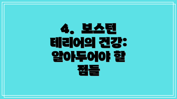 4. 보스턴 테리어의 건강: 알아두어야 할 점들