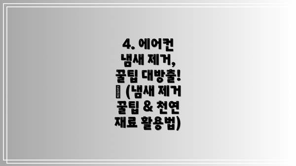 4. 에어컨 냄새 제거, 꿀팁 대방출! 🍯 (냄새 제거 꿀팁 & 천연 재료 활용법)