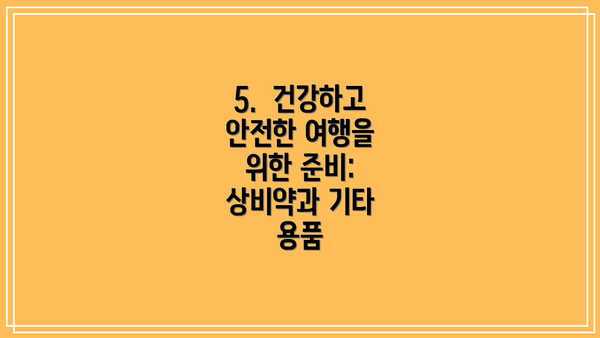 5. 건강하고 안전한 여행을 위한 준비: 상비약과 기타 용품