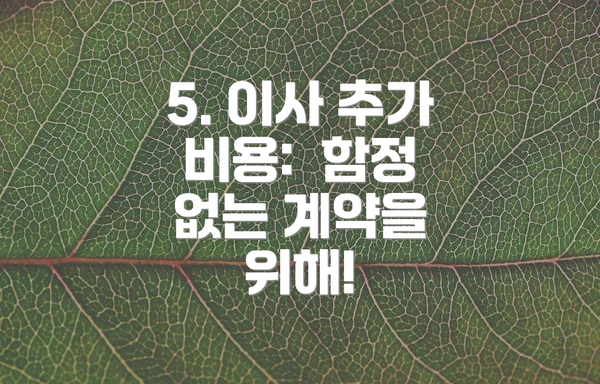 5. 이사 추가 비용: 함정 없는 계약을 위해!