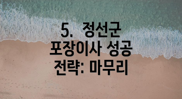 5.  정선군 포장이사 성공 전략: 마무리