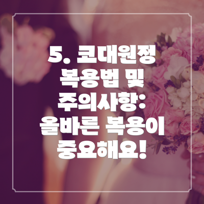 5. 코대원정 복용법 및 주의사항: 올바른 복용이 중요해요!