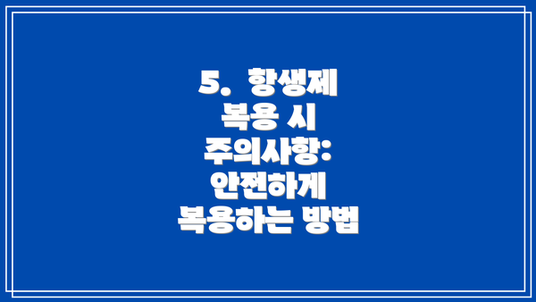 5. 항생제 복용 시 주의사항: 안전하게 복용하는 방법