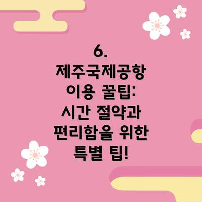6. 제주국제공항 이용 꿀팁: 시간 절약과 편리함을 위한 특별 팁!