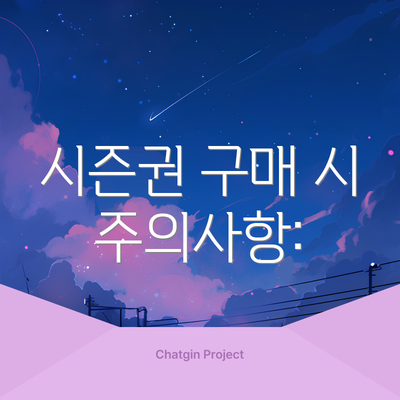 시즌권 구매 시 주의사항: