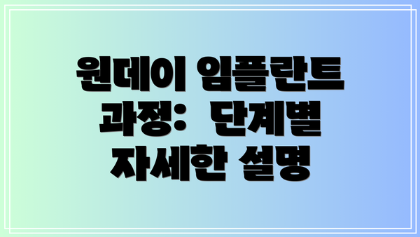 원데이 임플란트 과정: 단계별 자세한 설명