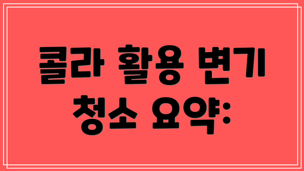 콜라 활용 변기 청소 요약: