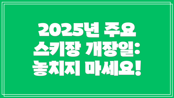 2025년 주요 스키장 개장일: 놓치지 마세요!