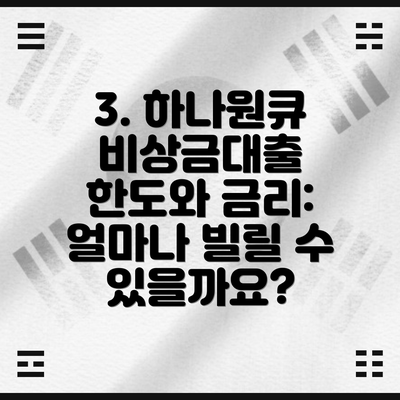 3. 하나원큐 비상금대출 한도와 금리: 얼마나 빌릴 수 있을까요?