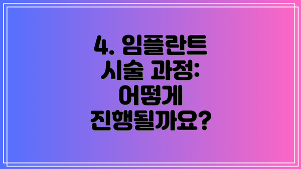4. 임플란트 시술 과정: 어떻게 진행될까요?