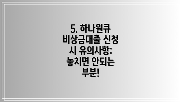 5. 하나원큐 비상금대출 신청 시 유의사항: 놓치면 안되는 부분!