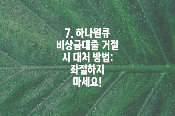 7. 하나원큐 비상금대출 거절 시 대처 방법: 좌절하지 마세요!