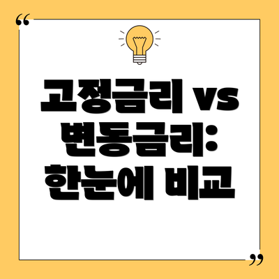 고정금리 vs 변동금리:  한눈에 비교