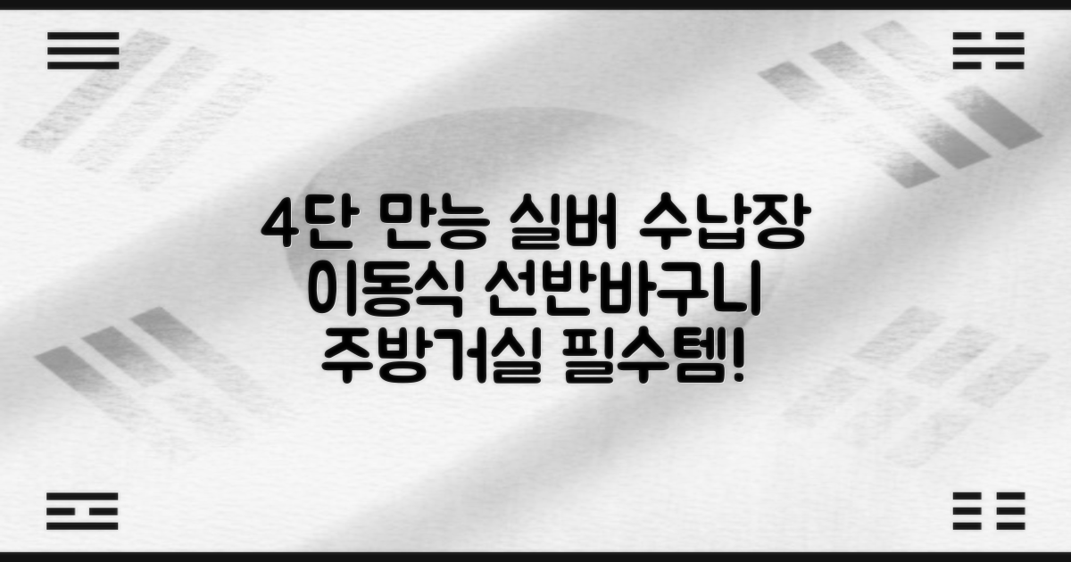이동식 스테인리스 주방 거실 수납장 선반 탈착형 바구니, 4단, 실버 추천 리뷰