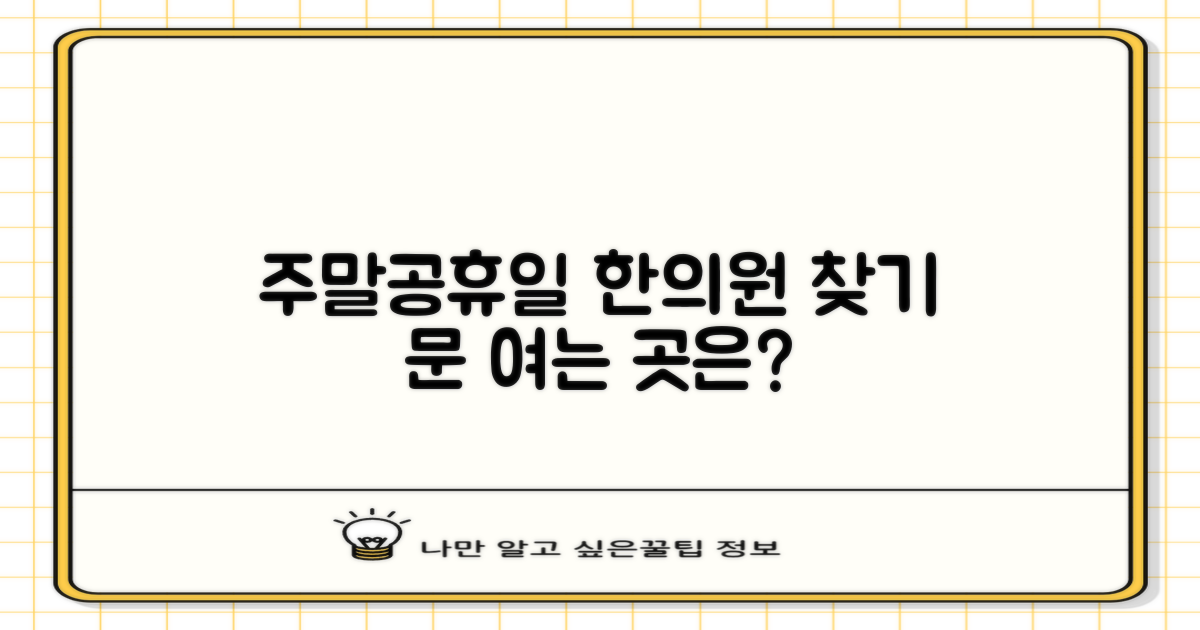 주말·공휴일, 문 여는 한의원 어디?