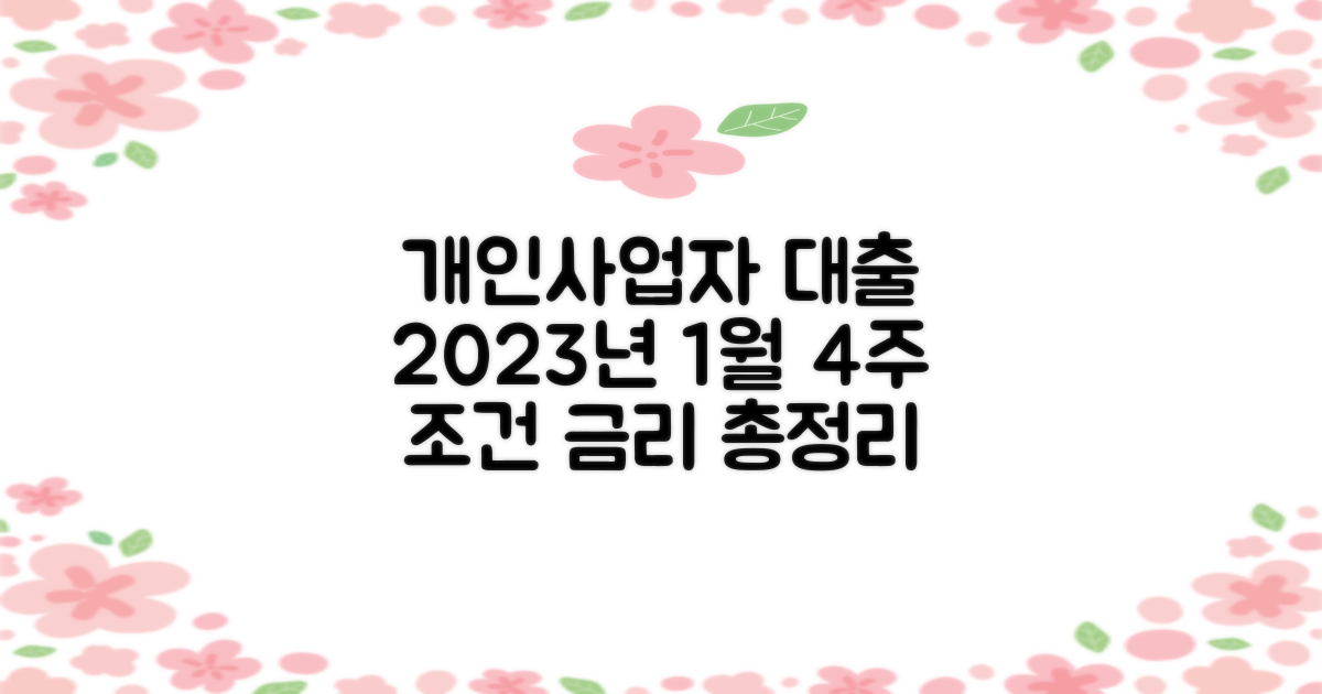 개인사업자 대출 조건 및 금리: 2023년 1월 4주차 상세 분석