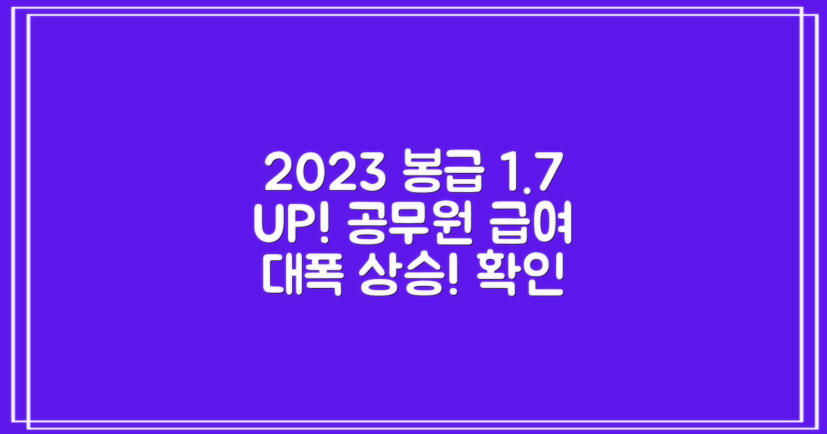2023 공무원 봉급 1.7% 인상 요약